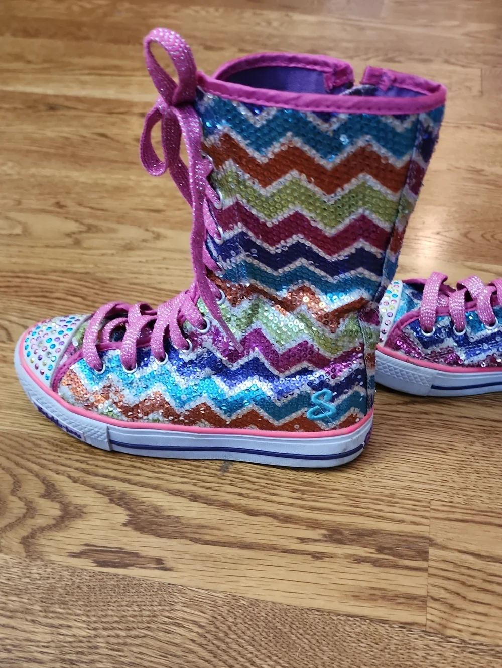 2013 Skechers Twinkle Toes Ziggy Girl Light-Up Mid-Calf Sneakers - Size 2, VGUC